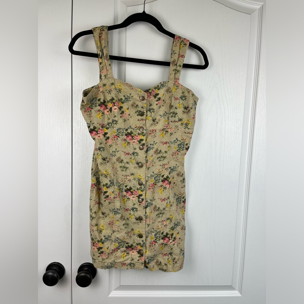 Laura Ashley X Urban Outfitters Mini Dress Size Medium Floral Linen Blend Jumper